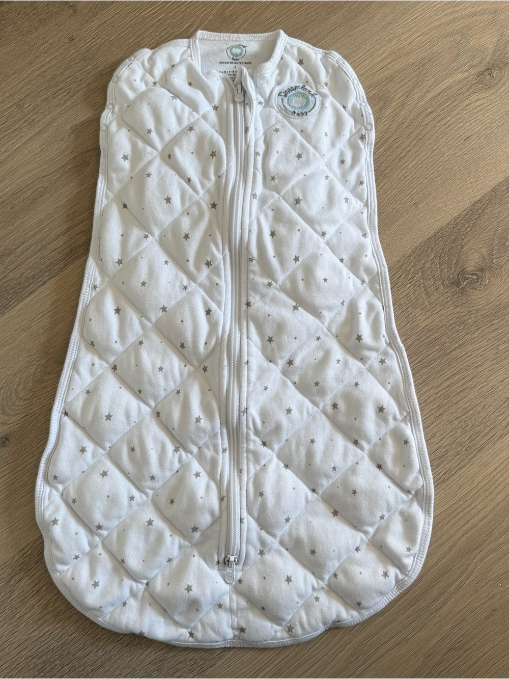 Dreamland baby Quilted Baby Sleep Sack - White with Silver Stars